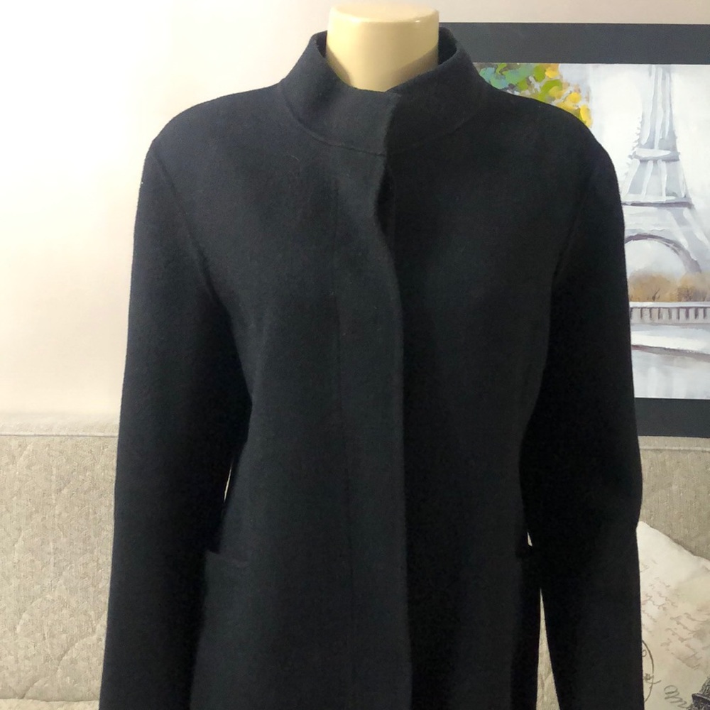 HILARY RADLEY WOOL BLACK COAT 10 - Picture 2 of 9